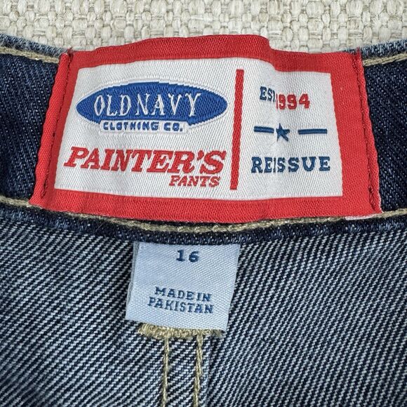 Old Navy 90s Baggy Carpenter Jeans Boy's Painters Pants Reissue Blue Denim NWT - Picture 10 of 16